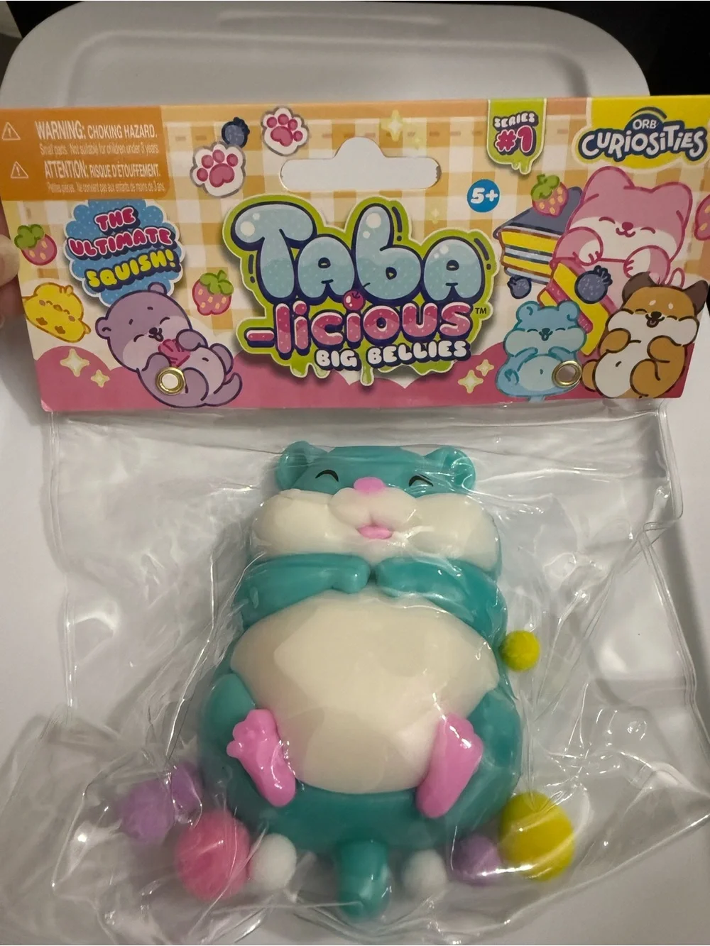 Taba-licious Teal & White Squishy Hamster Kids Learning Toy